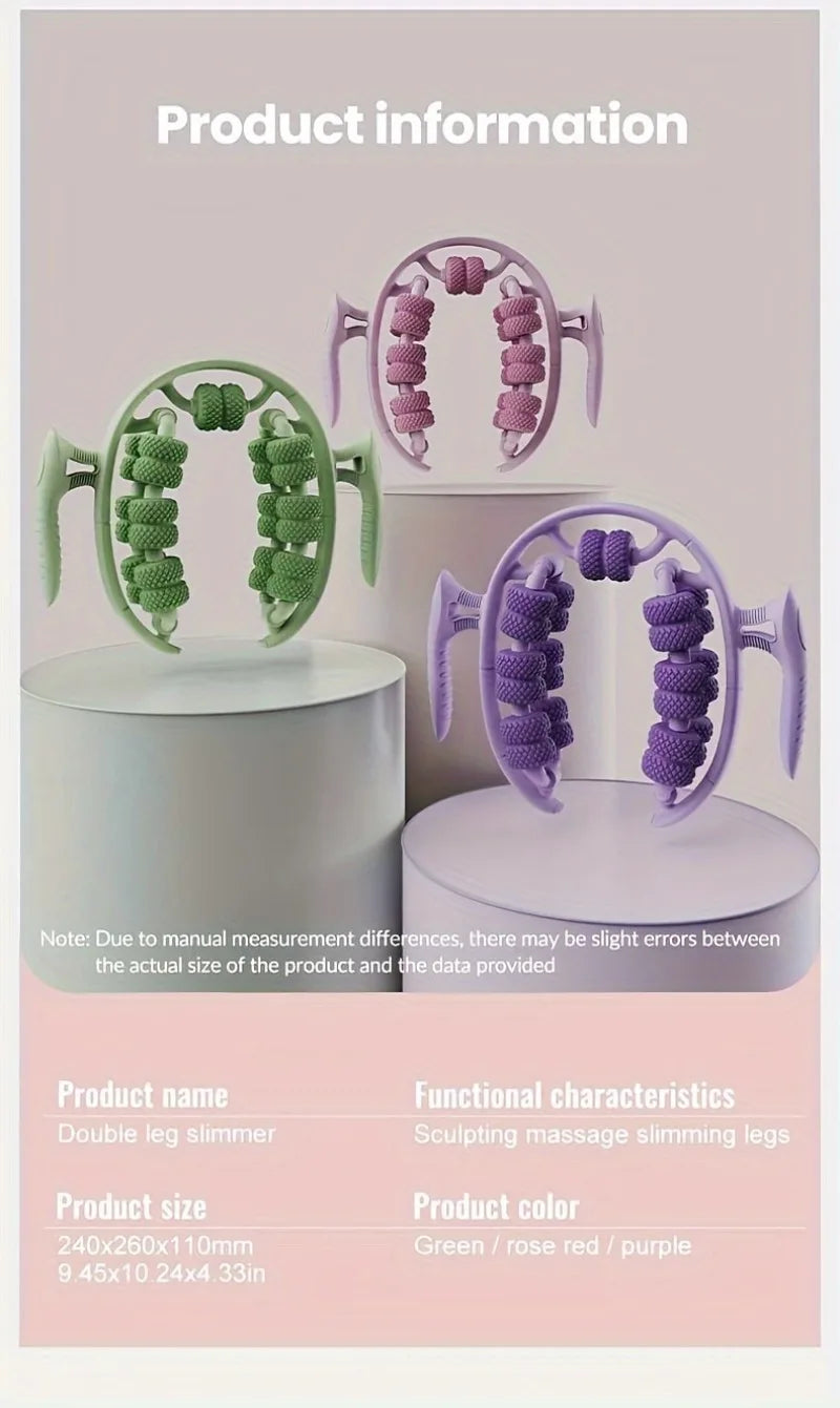 360° Dual-Row Massage Roller Clamp — Handheld Slimming Massager for Legs, Waist, Arms & Buttocks