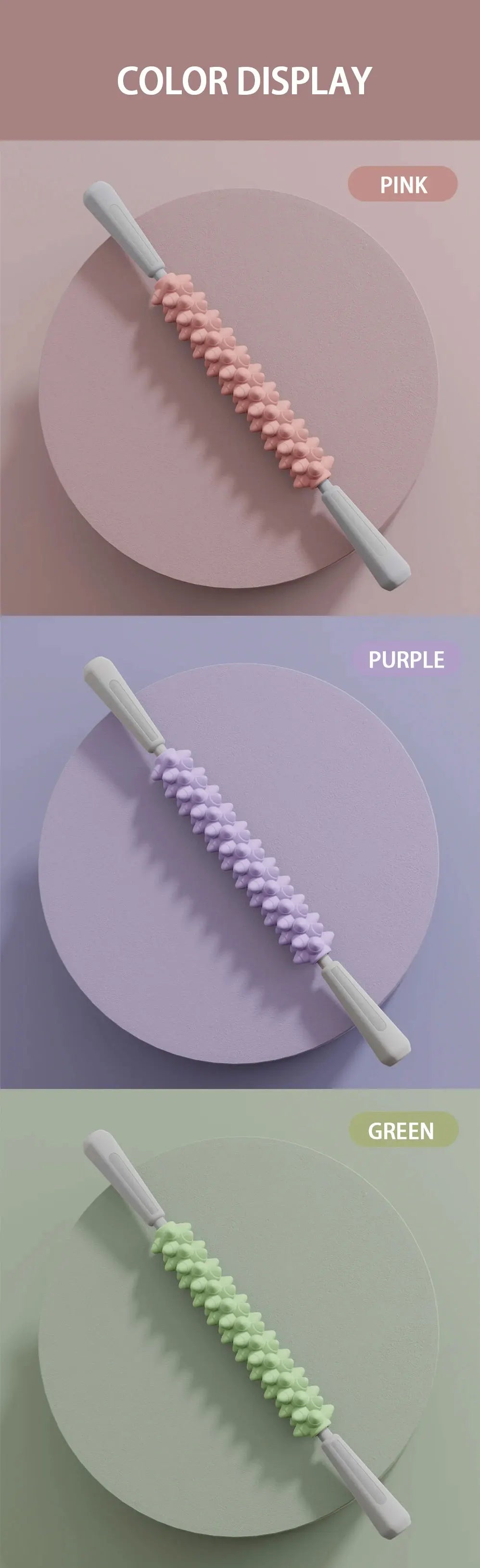 Wolf Tooth Muscle Massage Stick Roller - TPE Deep Tissue Massager for Calves, Thighs, Arms & Forearms, Yoga & Fitness Recovery