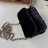 Mink Fur Shoulder Bag Plush Luxury Crossbody Chain Underarm Bag for Women