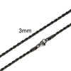 Twisted Rope Chain Necklace for Men & Women — Stainless Steel, 16–36 in (40–91 cm), 2–5 mm, Gold or Silver