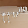 3-Pair Zircon Huggie Hoop Earrings for Women, 8mm (0.31 in) Stainless Steel Cartilage Piercing Set