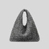 Plush Faux Lambswool Hobo Tote with Chain Strap – Small Women's Autumn Winter Crossbody Shoulder Bag