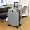 Aluminum Frame Spinner Luggage – Hardside Polycarbonate Suitcase 20/24/26/28 in (50/61/66/71 cm) with Built-in Combination Lock & Leather Trim