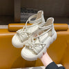 Women's Woven Ankle-Strap Mid Heel Sandals — Thick Sole Summer Clogs