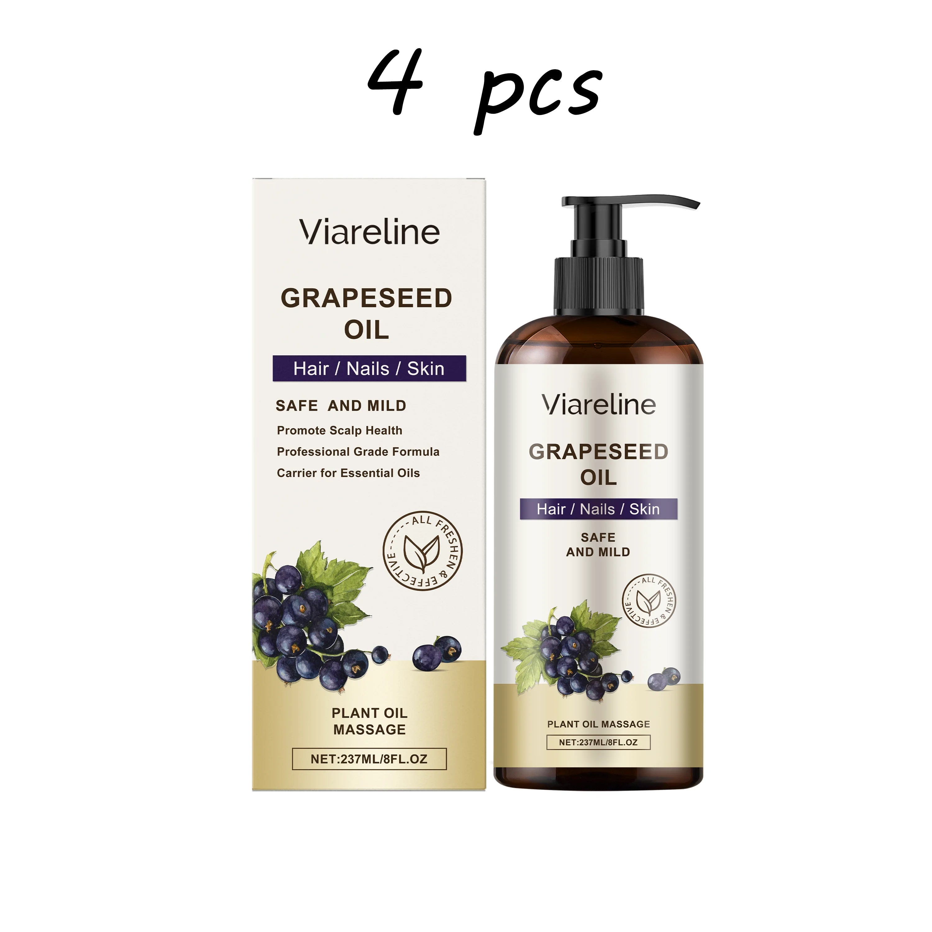 Grapeseed Oil 237 ml (8 fl oz) – Fast-Absorbing Moisturizing Body, Hair & Nail Massage Oil