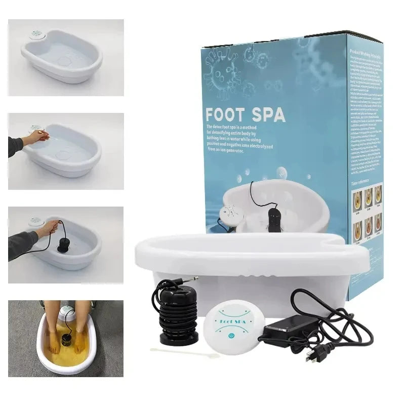 Detox Ion Electric Foot Spa Massager – Vibrating Whirlpool Foot Bath with Detox Array & Heat Therapy