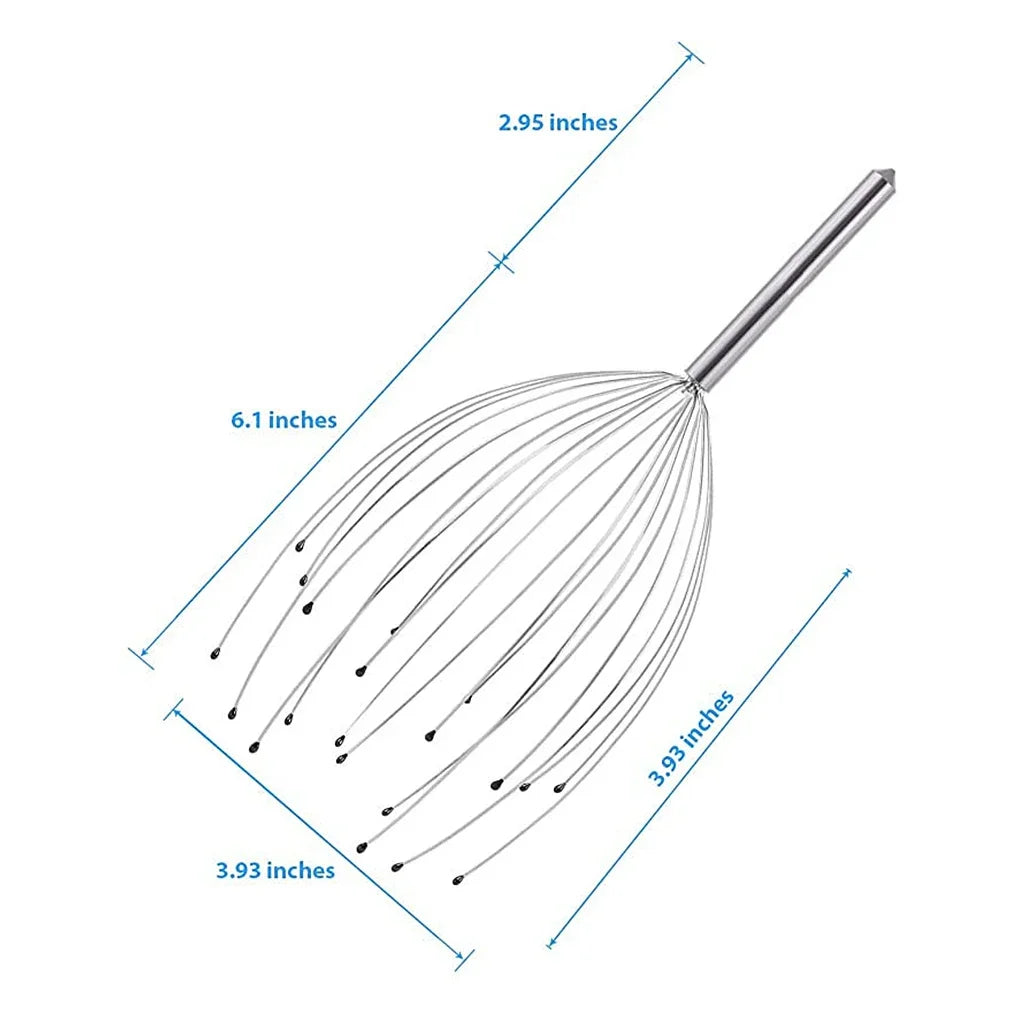 Stainless Steel Scalp Massage Claw — Handheld Head Massager for Relaxation & Spa (6.1 x 3.9 x 3.9 in / 15.5 x 10 x 10 cm)