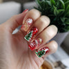 24-Pack Christmas Green Snowflake Press-On Nails with Rhinestones – Holiday False Nail Set for Women