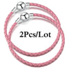 2-Pack Leather Chain Charm Bracelets with Beads – Handmade Couples Pulsera Jewelry (Unisex)