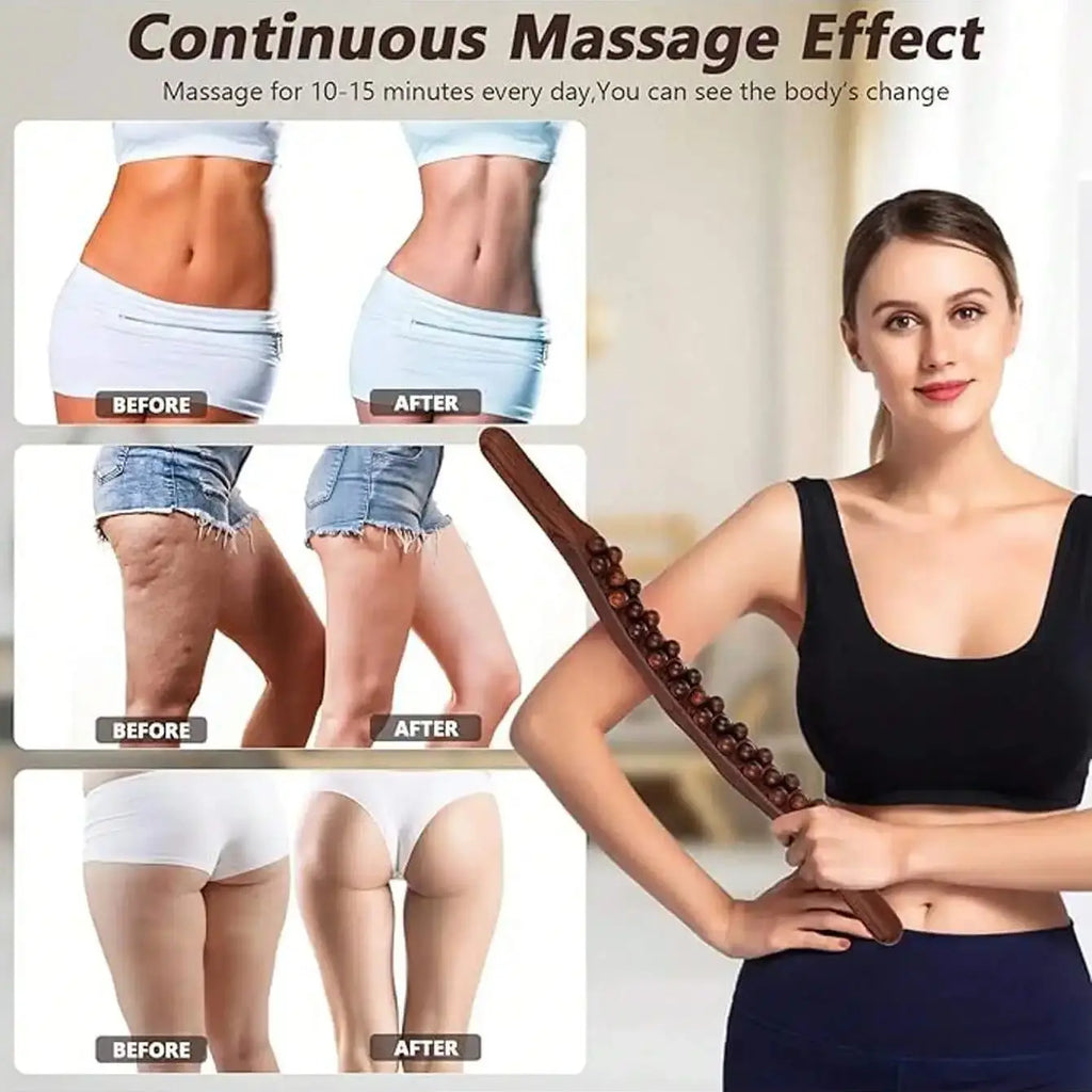 37-Bead Gua Sha Massage Stick Roller – Body Shaping Back & Muscle Relaxation Therapy Tool