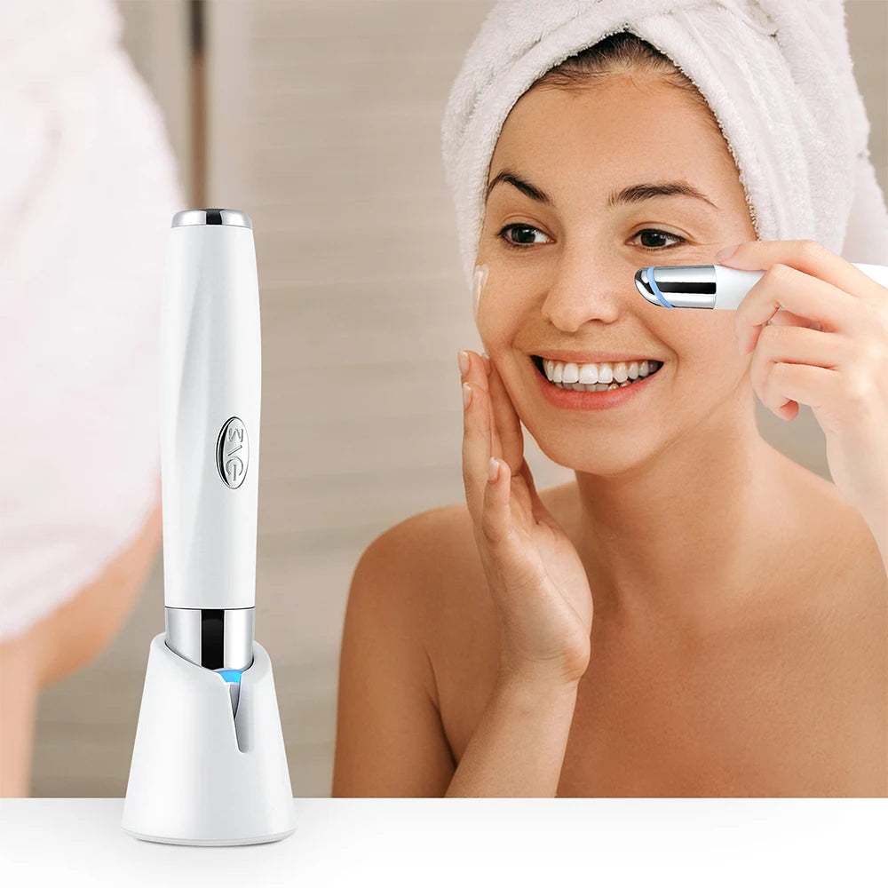 High Frequency Vibration Eye Massager 42°C Heated USB-C Under-Eye Device for Dark Circles, Puffiness & Fine Lines