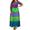 Women's Summer Puffed Sleeve Ankle-Length Printed Loose Casual Party Dress
