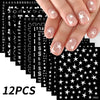 12-Pack Cartoon Stitch Angel Nail Stickers Kawaii Nail Art Decals for Kids Manicure