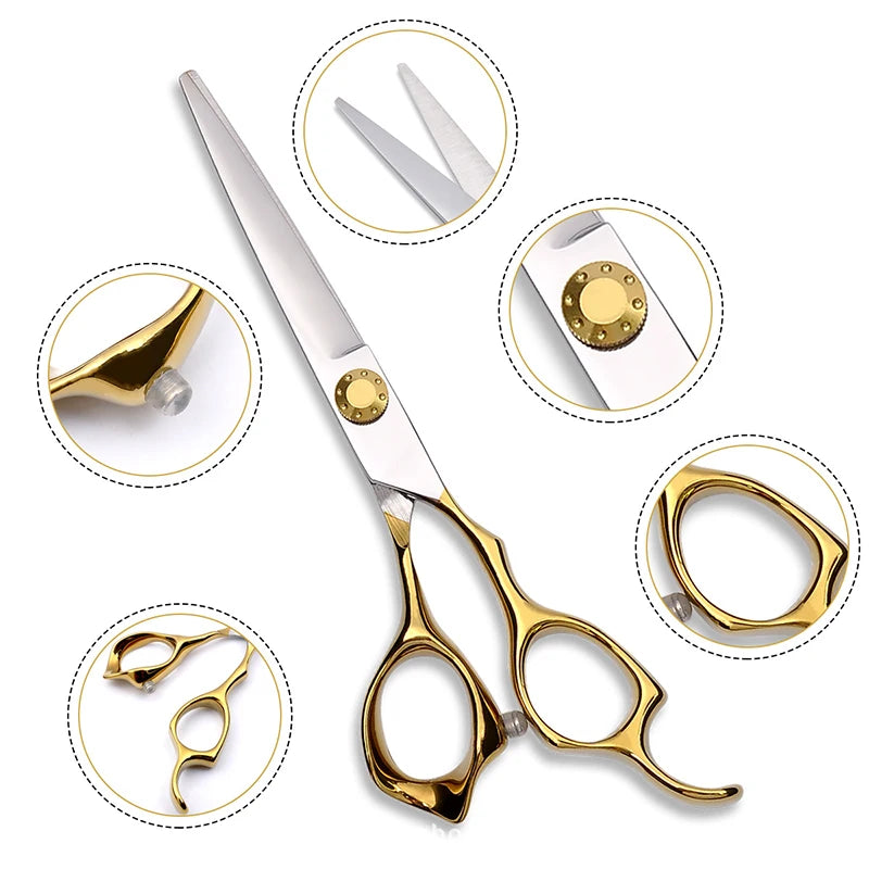 6.0-Inch (15 cm) Stainless Steel Hairdressing Scissors – Adjustable Thinning & Cutting Shears, Pro Salon Barber Styling Tool