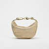 Half-Moon Woven Straw Shoulder Bag – Women's Beach Crossbody Tote with Zipper & Chain Accent