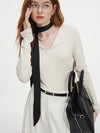FANSILANEN Women's V-Neck Knit Pullover Sweater - Slim Long-Sleeve Cotton Blend, Lightweight Autumn/Winter