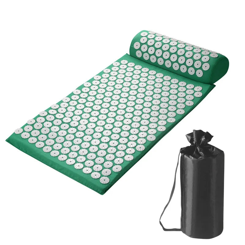 Acupressure Shakti Mat with Pillow – Spike Massage Mat for Back & Body Pain Relief, Yoga Relaxation (68×42×2 cm / 26.8×16.5×0.8 in)