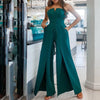 Women's Summer Split-Side Knee-Length Casual Jumpsuit – Patchwork Sequin O-Neck, Short Sleeve