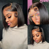 13x4 Lace Front Short Bob Human Hair Wig Transparent Swiss Lace, 613 Blonde, 99J Burgundy, Chocolate Brown, Natural Black