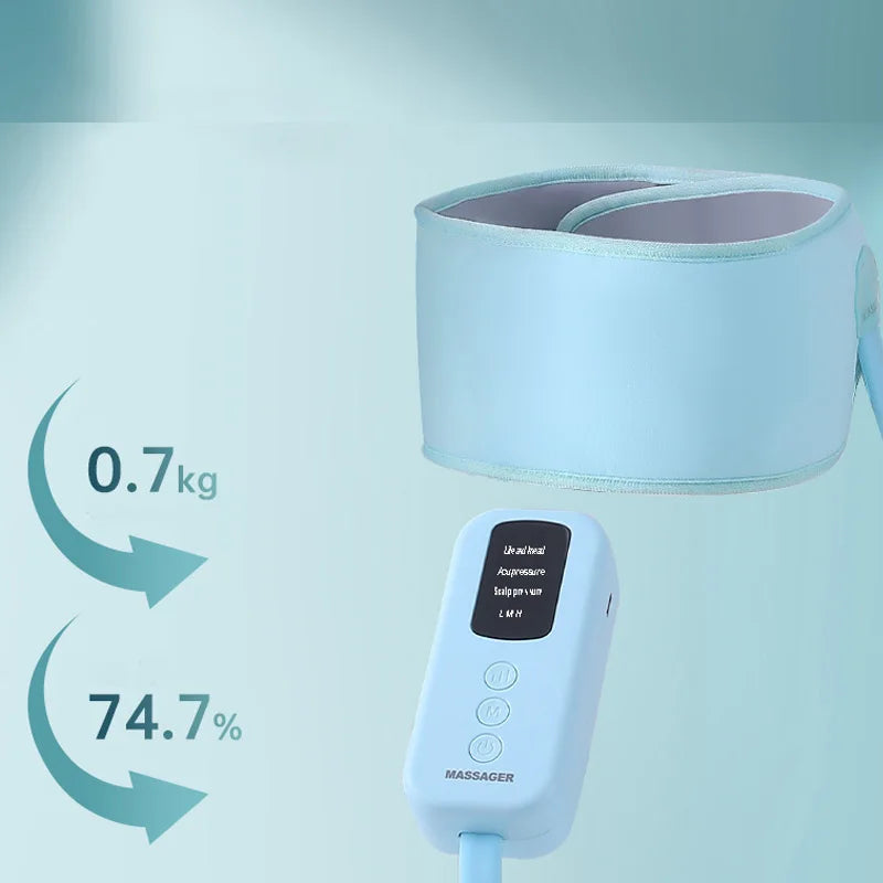 Electric Head & Scalp Massager — Airbag Pressure Massage with Heat Therapy and 360° Wrap for Deep Relaxation