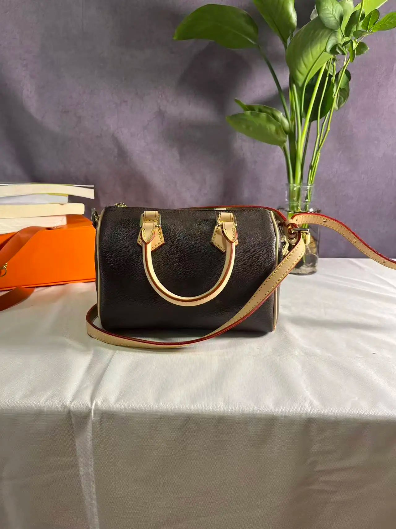 Black PU Leather Bucket Shoulder Bag for Women - Classic Designer-Style Handbag with Nylon Lining