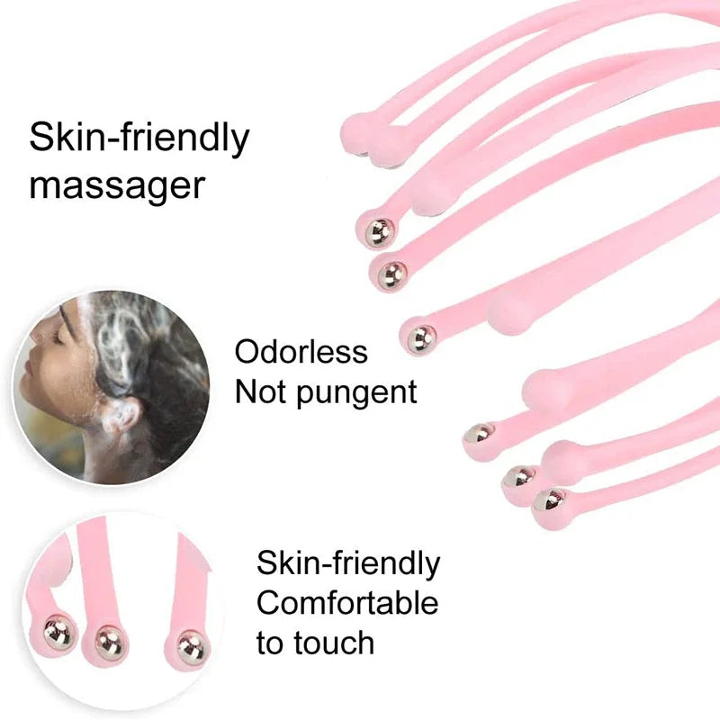 Handheld Scalp Massager - 9/12-Claw Stainless Steel Head & Neck Roller with 9-Finger Steel Ball