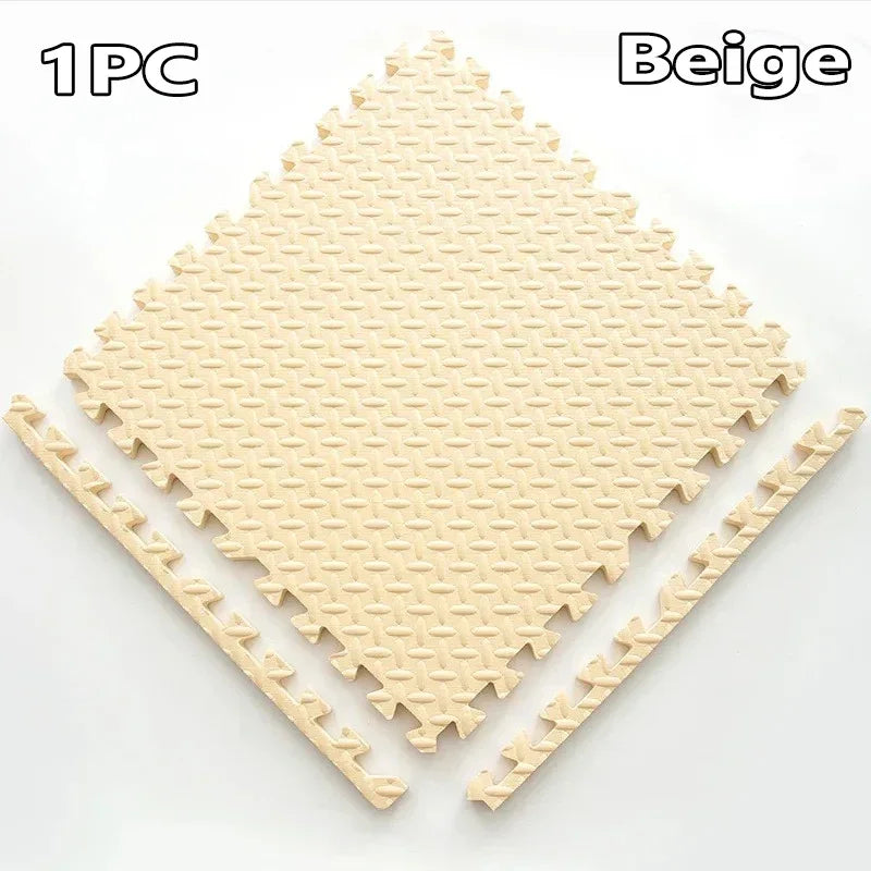 EVA Interlocking Floor Tile 30×30×1 cm (11.8×11.8×0.4 in) Leaf Texture Non-Slip Shock-Absorbing Gym, Yoga & Baby Play Mat