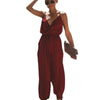 Women's Summer Backless Deep-V Strappy Floral Jumpsuit Romper - Casual Sleeveless