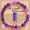 2-Piece Amethyst Hexagonal Pendant Necklace & Purple Stripe Agate Bracelet Set – Healing Crystal Jewelry Gift for Women