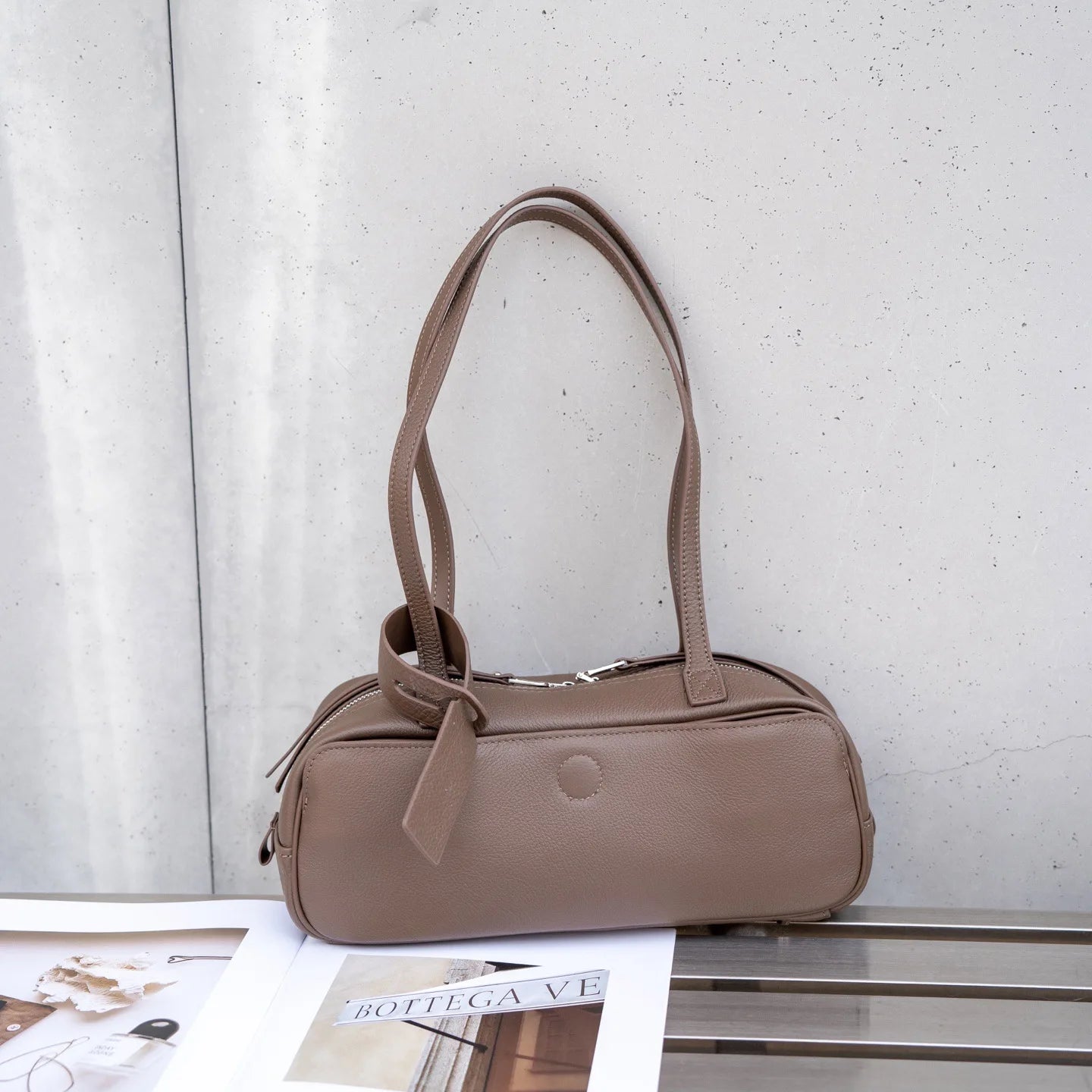 Women's Top-Grain Genuine Leather Hobo Shoulder Bag, Large Vintage Bowling Tote for Office and Everyday