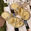 Gold Clip Toe Flat Sandals for Women — Lightweight Gladiator Beach Flip Flops, Sizes EU 36–43