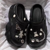 Women DIY Silver Chain Bear Charm EVA Clogs, Platform Garden & Beach Sandals for Summer Spring Autumn