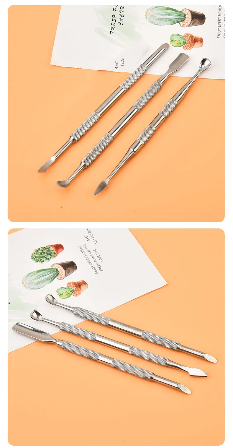 Double-Ended Stainless Steel Cuticle Pusher & Nail Remover – Beveled Circle Head Manicure Tool