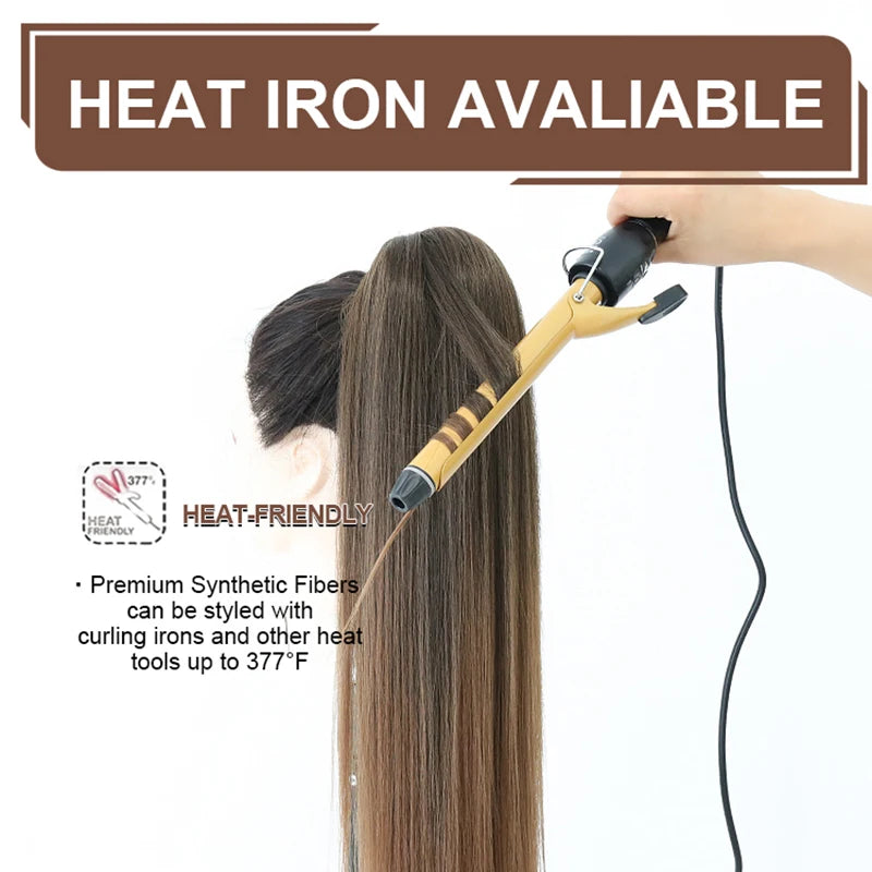 Long Ombre Blonde Synthetic Clip-In Braided Wavy Ponytail Hairpiece — Black to Brown Hair Extension