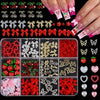 120-Pack 3D Gold Metal Nail Charms Bow Butterfly Diamond Star Nail Art Decorations
