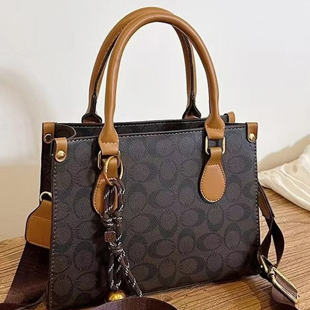 Women's Retro Floral PU Leather Handheld Tote Bag – Large Capacity Casual Tote