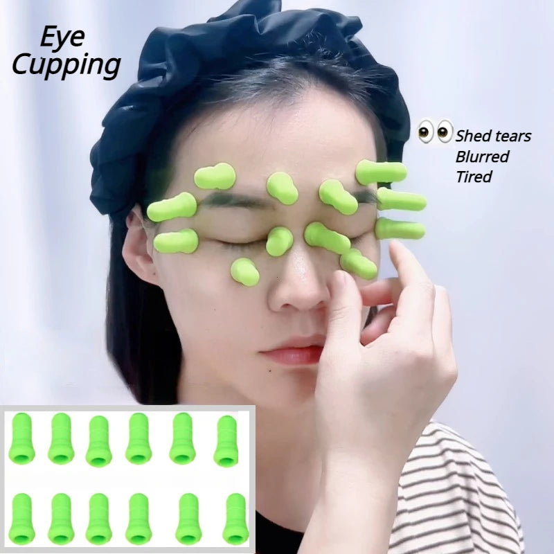 12-Pack Silicone Eye Cupping Cups – Facial Vacuum Massage Set for Eye Fatigue Relief & Brightening