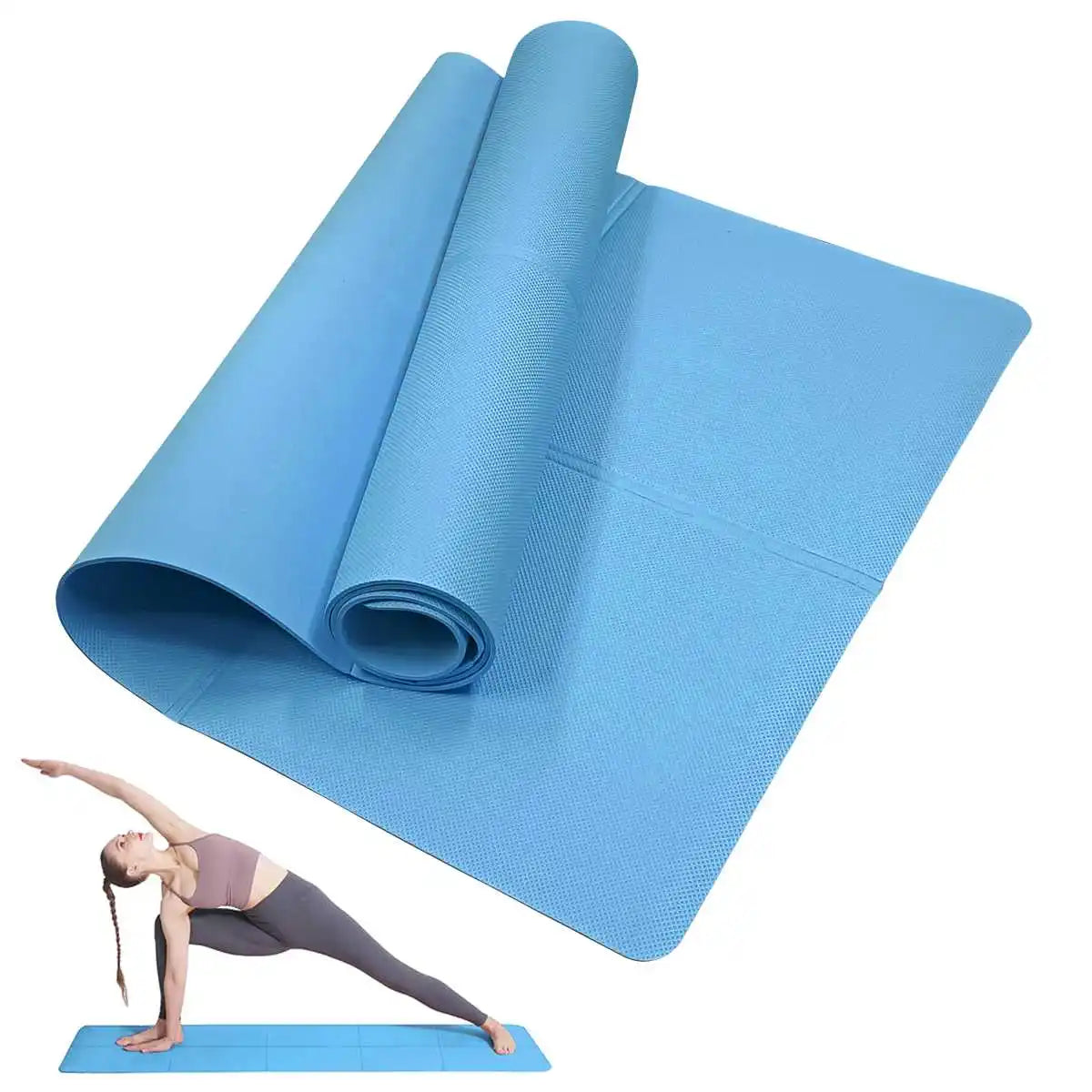 Non-Slip Yoga & Pilates Mat 173 x 60 cm (68 x 24 in) — 3/4/6 mm Travel Exercise Mat for Women Home Gym