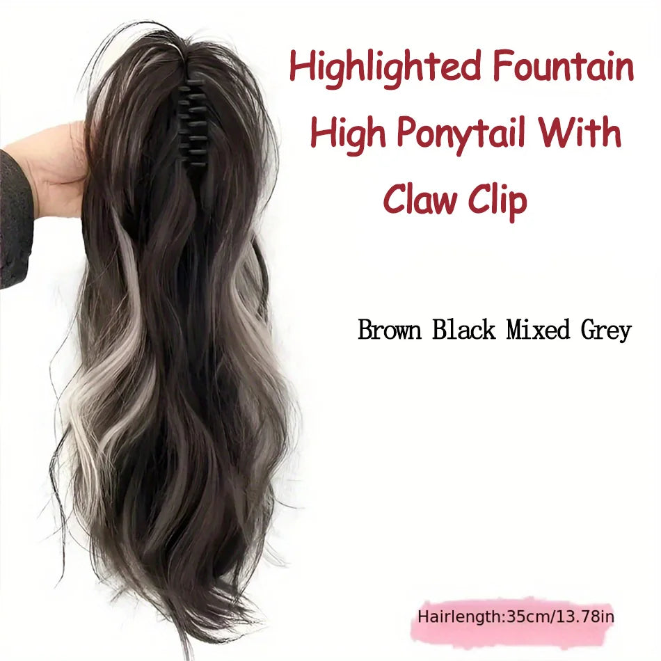 12-Inch Short Wavy Clip-In Ponytail Extension — Heat-Resistant Synthetic Hair with Claw & Grab Clips