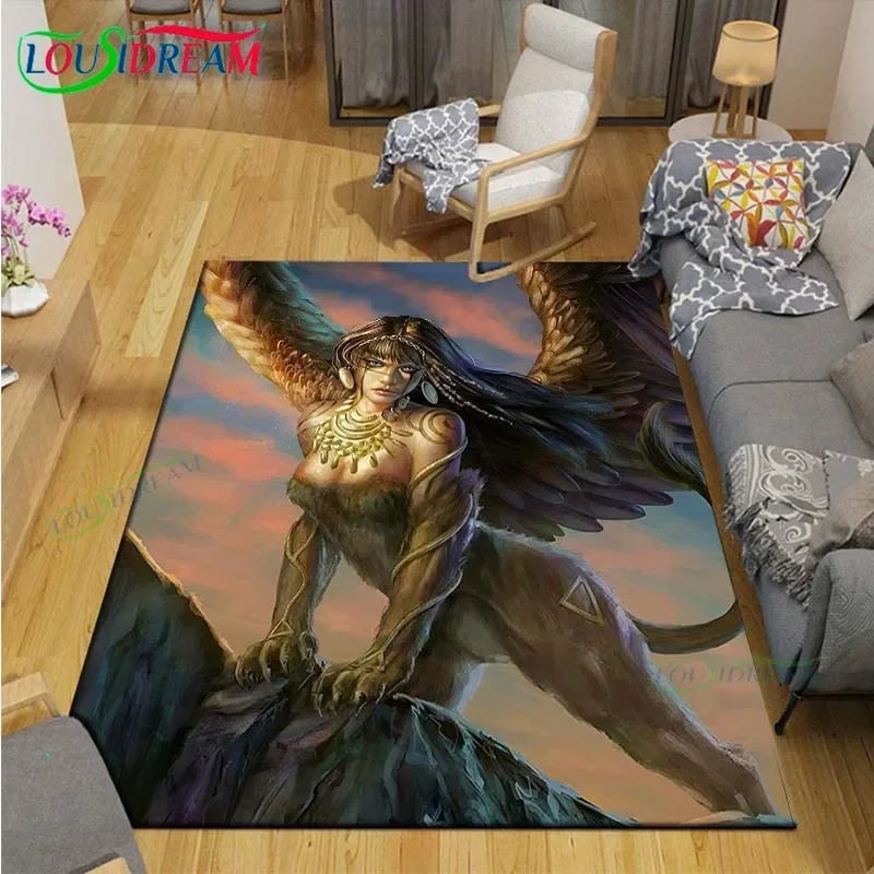3D Mythical Beast Printed Area Rug Anti-Slip Polyester Carpet for Living Room, Kids Bedroom & Yoga Mat — Multiple Sizes (23.6×15.7–90.5×63 in / 60×40–230×160 cm)