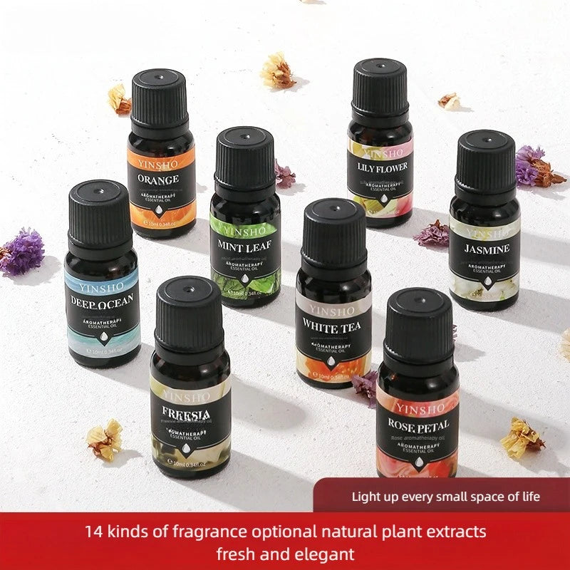 10ml (0.34 fl oz) Water-Soluble Essential Oil for Aroma Diffusers — 17 Scents (Lavender, Rose, Eucalyptus, White Peach, Oolong, Ocean)