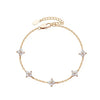Gold Crystal Four-Leaf Flower Bracelet for Women Stainless Steel Zircon Charm Bangle