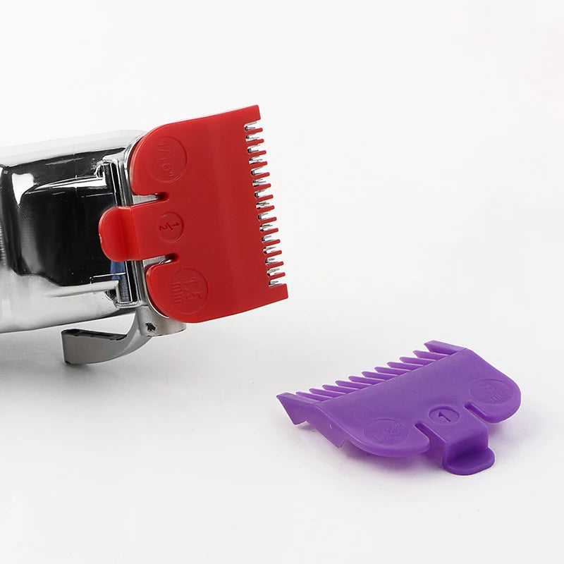 Universal Hair Clipper Guide Combs 1.5/3/4.5mm – Color-Coded Plastic Trimmer Guards (Green, Purple, Red)