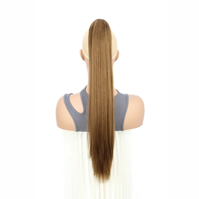 24-Inch (61 cm) Clip-In Straight Ponytail Hair Extension, Heat-Resistant Synthetic Claw Clip for Women, Blonde/Black