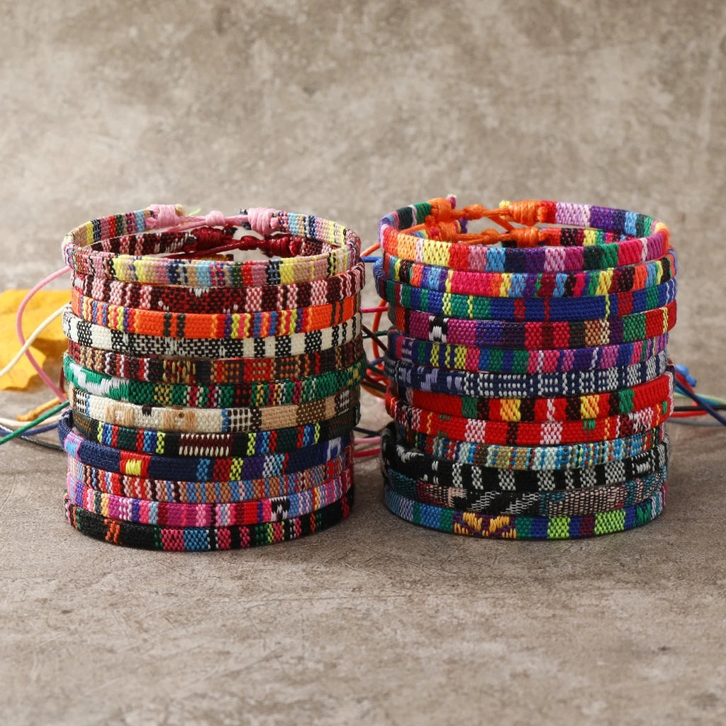 24-Pack Bohemian Woven Friendship Bracelet Set 2 Styles Colorful Surf Cloth Bracelets for Men and Women