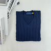 Women's Oversized V-Neck Cotton Knit Sweater - Long Sleeve Casual Pullover for Autumn Winter