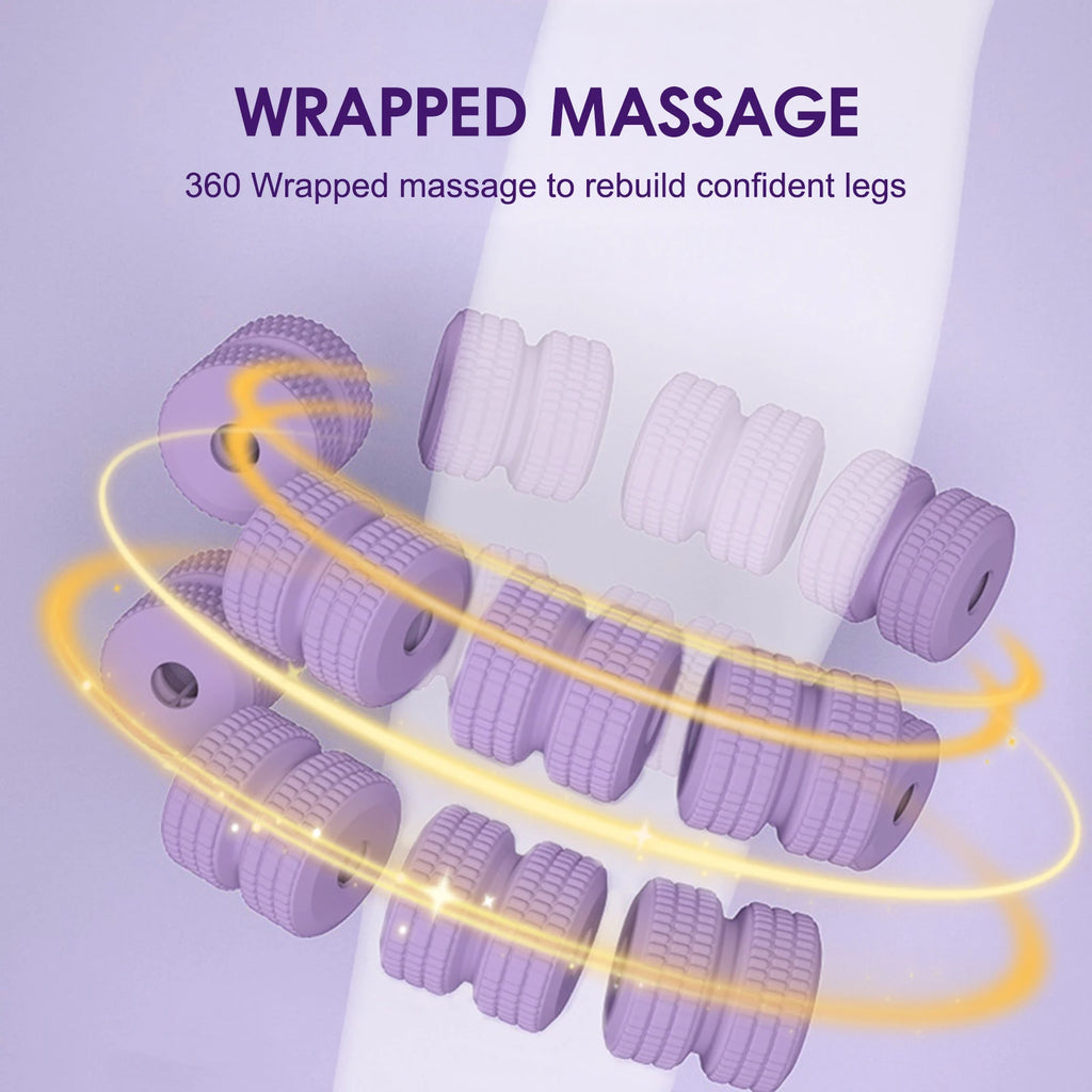 28-Roller Leg Massager Ring – Manual Thigh & Calf Massage Wheel for Muscle Relaxation, Anti-Cellulite Slimming, Portable Yoga Roller (23 x 28 cm / 9.1 x 11.0 in)