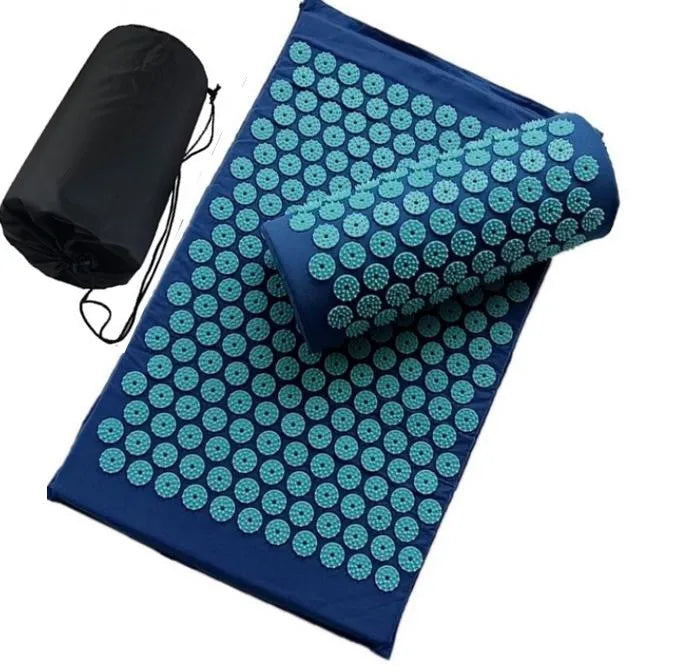 Acupressure Shakti Mat with Pillow – Spike Massage Mat for Back & Body Pain Relief, Yoga Relaxation (68×42×2 cm / 26.8×16.5×0.8 in)