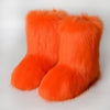 Women's Faux Fur Mid-Calf Snow Boots - Fluffy Plush Winter Warm Flat Outdoor Fashion Boots