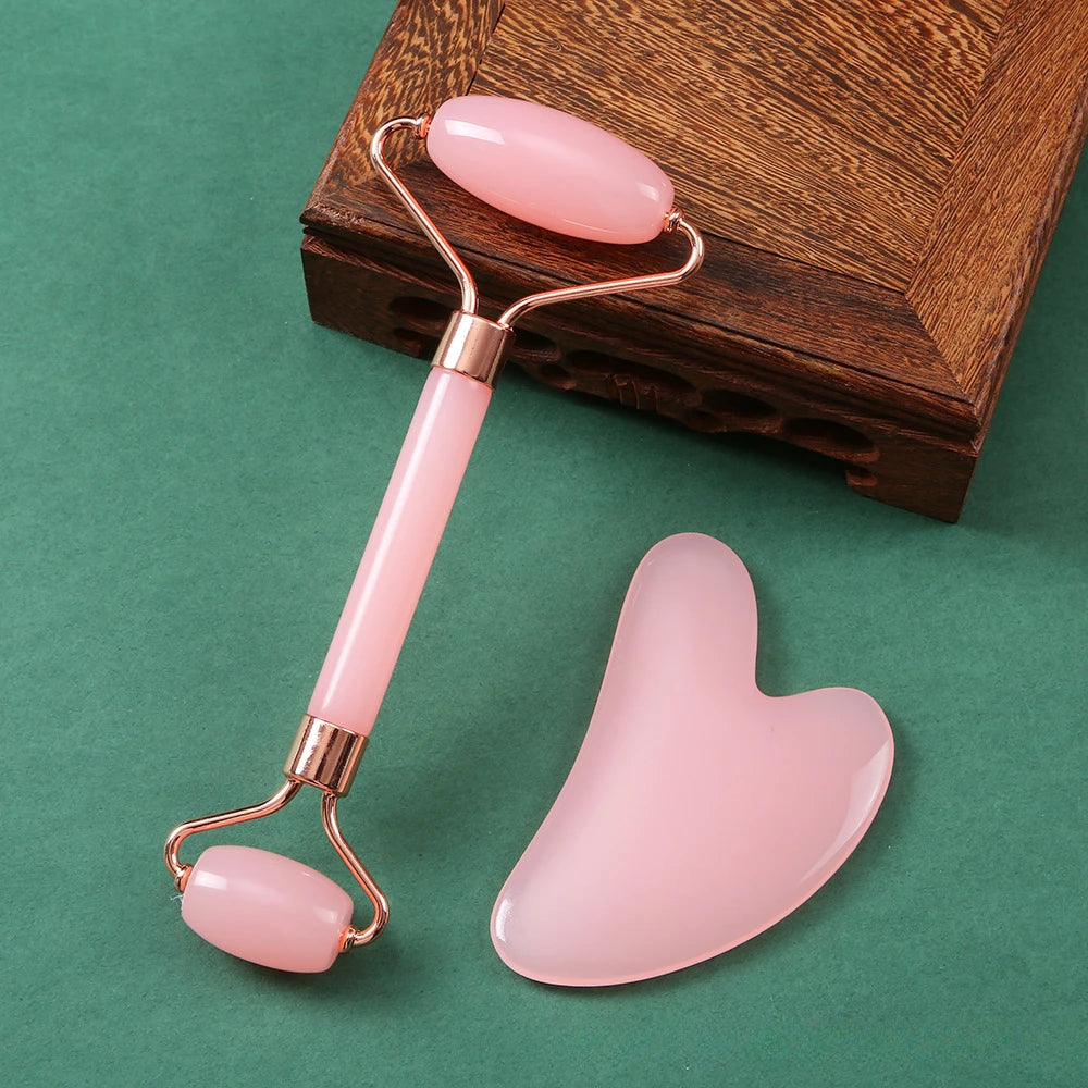 Natural Resin Gua Sha and Facial Roller - Massager for Face, Neck & Eyes